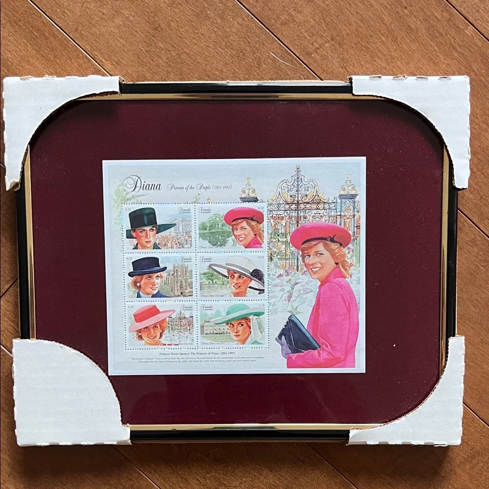 Elegant Princess Diana Commemorative Framed Stamp Collection